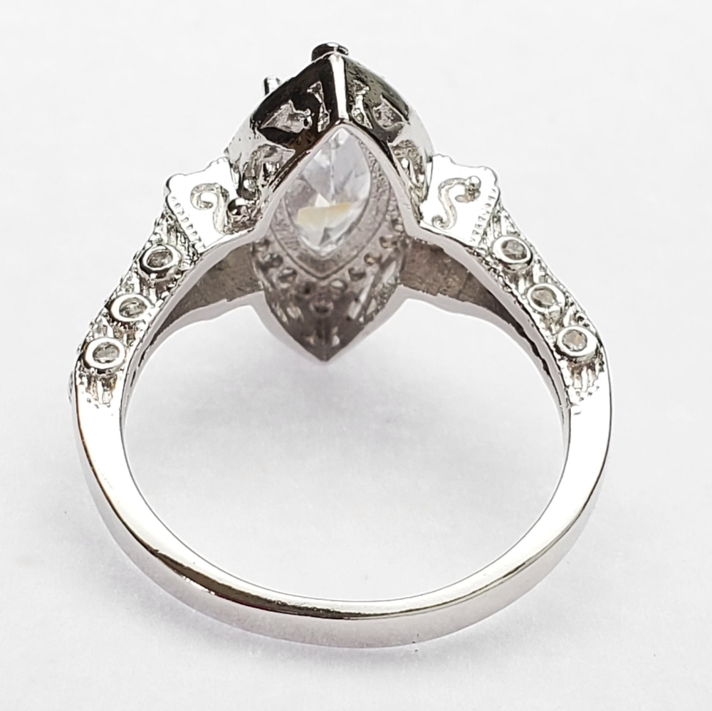 925 Silver Plated vintage Style Cocktail Ring - Picture 3 of 8